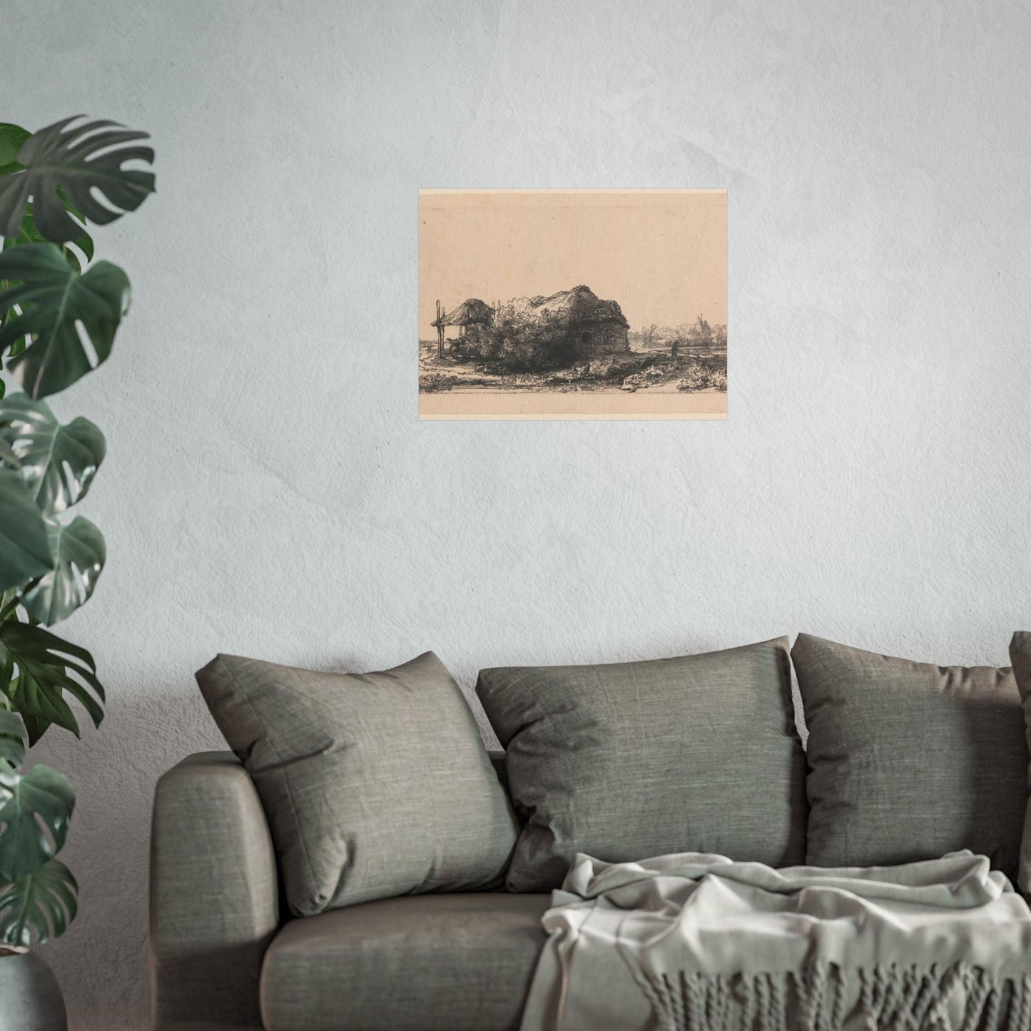 Rembrandt van Rijn - Landscape with Cottages and a Hay Barn Oblong | Fine Art Poster