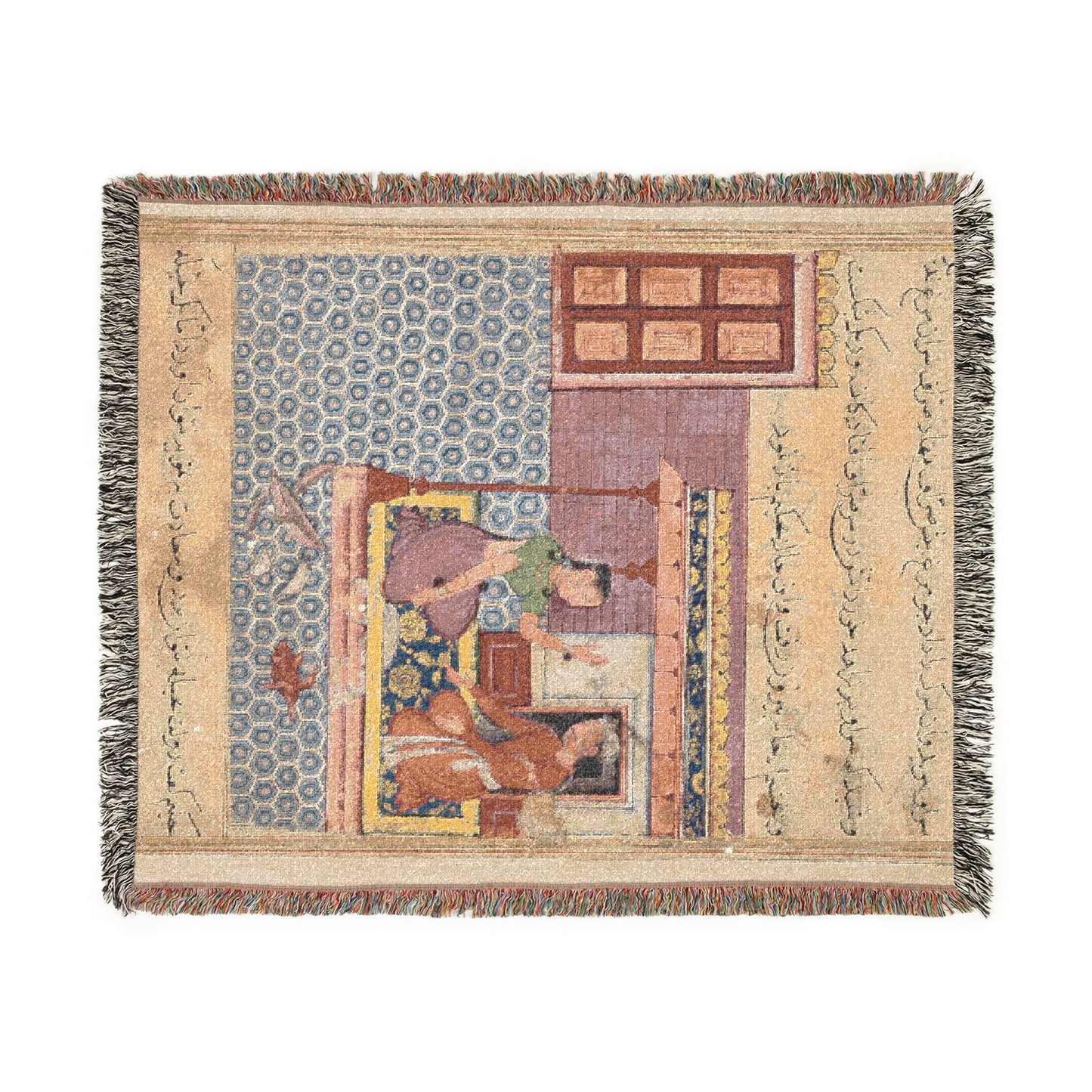 The pious man’s wife offers the seven-colored bird as food to her lover, but not finding its head, he breaks the pot and bowl in anger, from