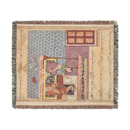 The pious man’s wife offers the seven-colored bird as food to her lover, but not finding its head, he breaks the pot and bowl in anger, from