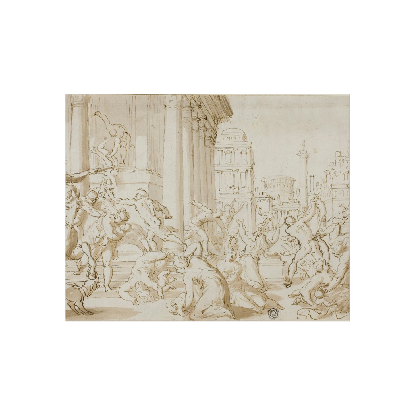 School of Nicolas Poussin - Massacre of the Innocents (recto); Figure Sketches (verso) | Fine Art Poster