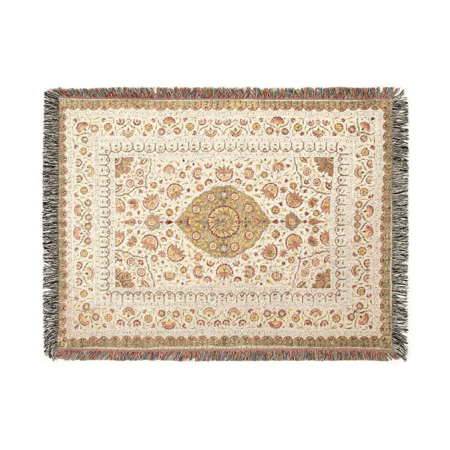 Spread with floral medallion pattern Woven Throw Blanket