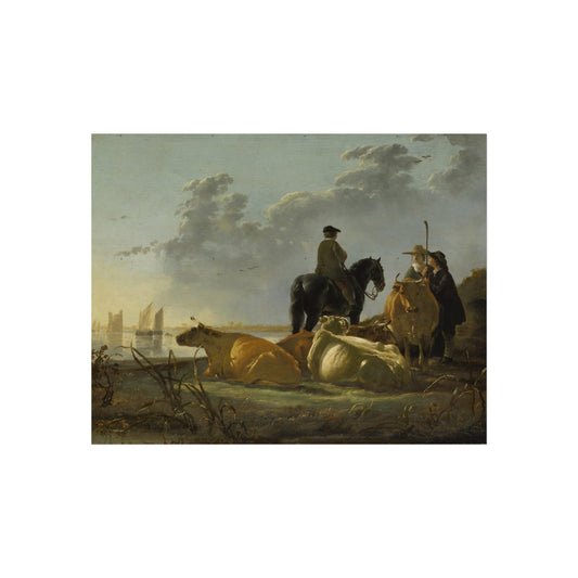 Peasants with Four Cows by the River Merwede — Aelbert Cuyp Fine Art Poster