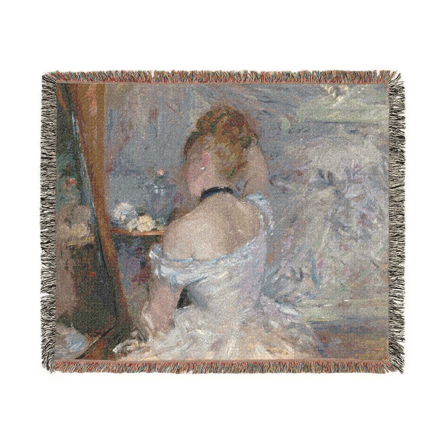 Berthe Morisot - Woman at Her Toilette | Woven Tapestry Blanket