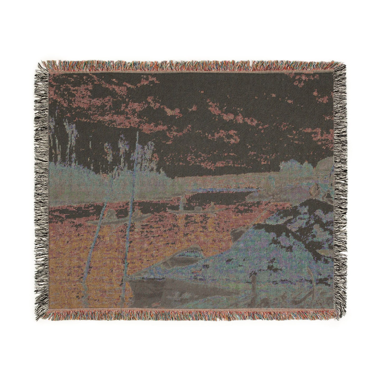 Alfred Sisley - The Seine at Port-Marly, Piles of Sand | Woven Tapestry Blanket