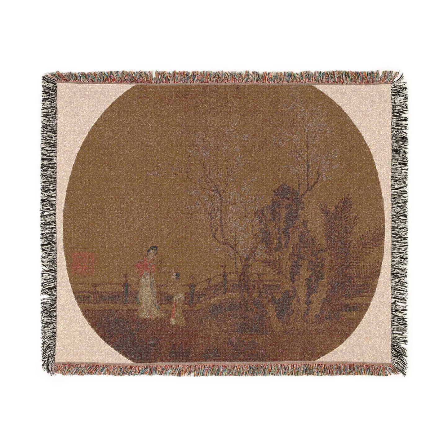 031_woman-with-female-servant-in-a-palace-garden | Woven Tapestry Blanket