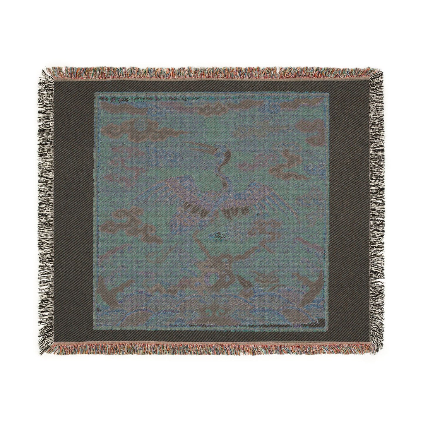 144_rank-badge-with-crane | Woven Tapestry Blanket