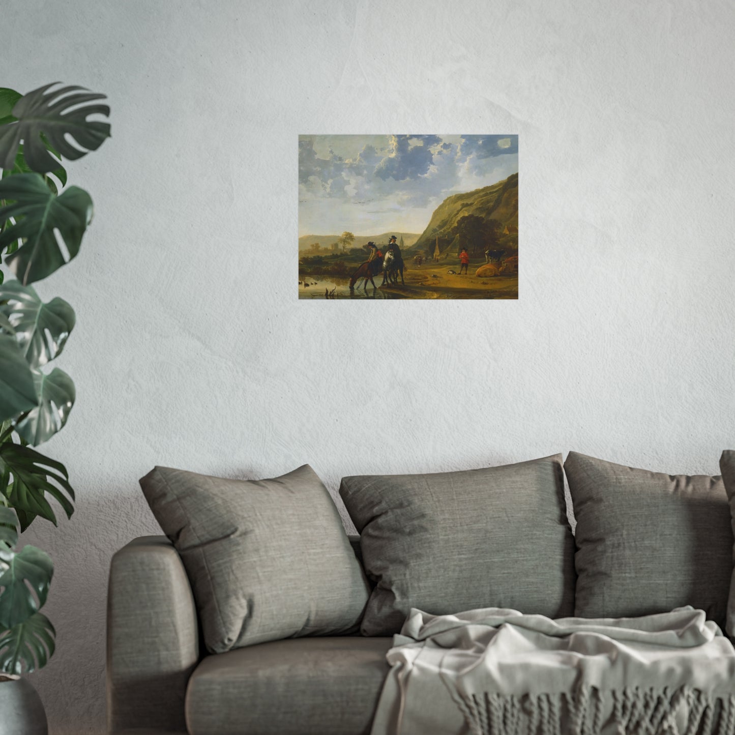 Aelbert Cuyp - Rivierlandschap met ruiters - Google Art Project | Fine Art Poster