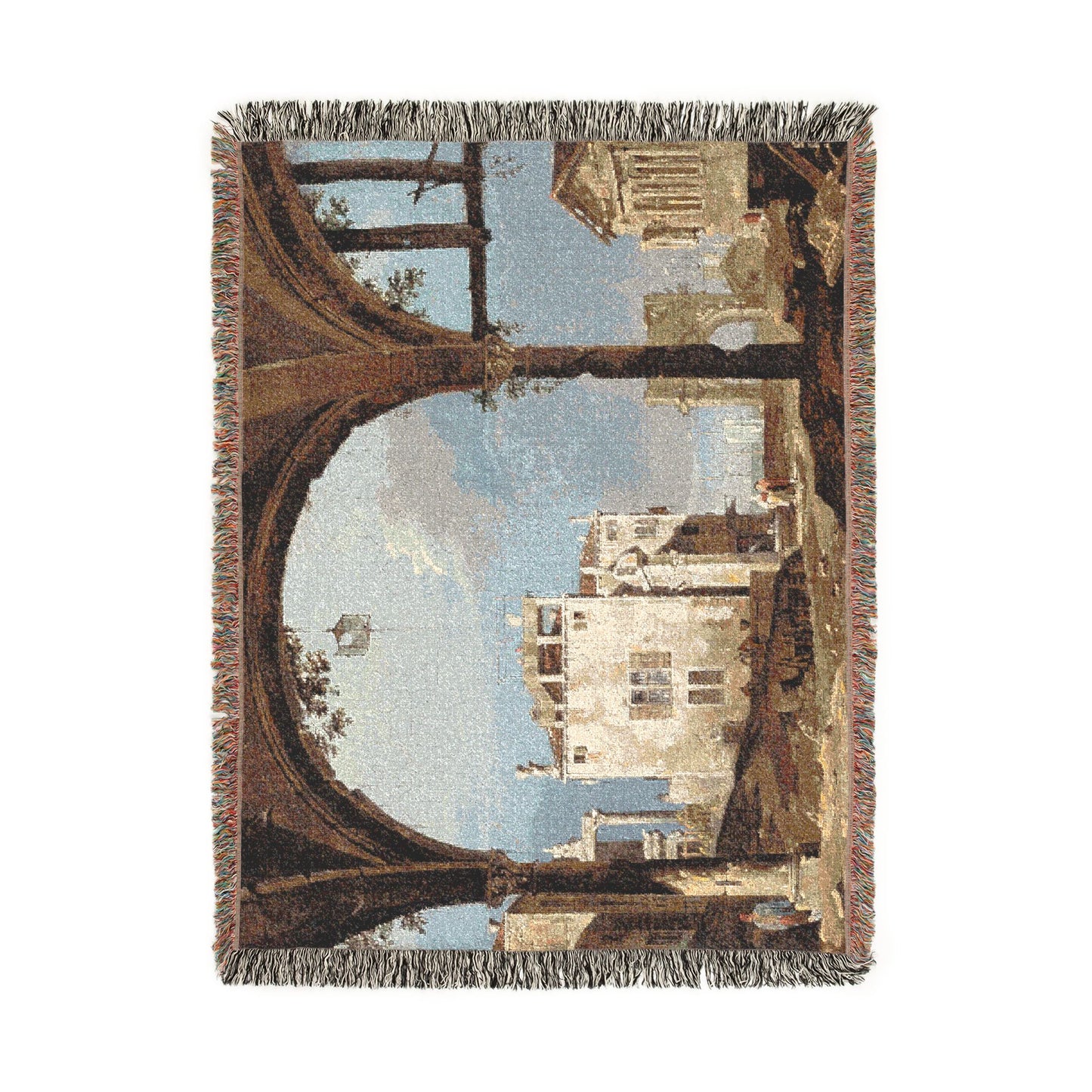 Follower of Canaletto - Portico with a Lantern | Woven Tapestry Blanket