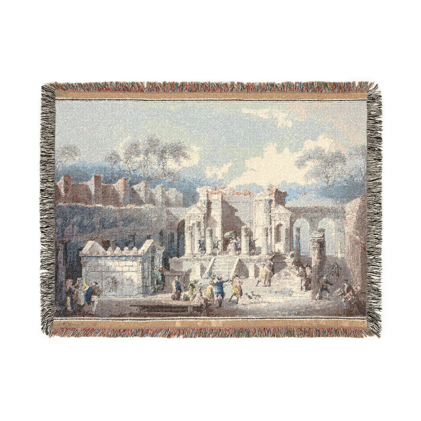 The Temple of Isis at Pompeii Woven Throw Blanket