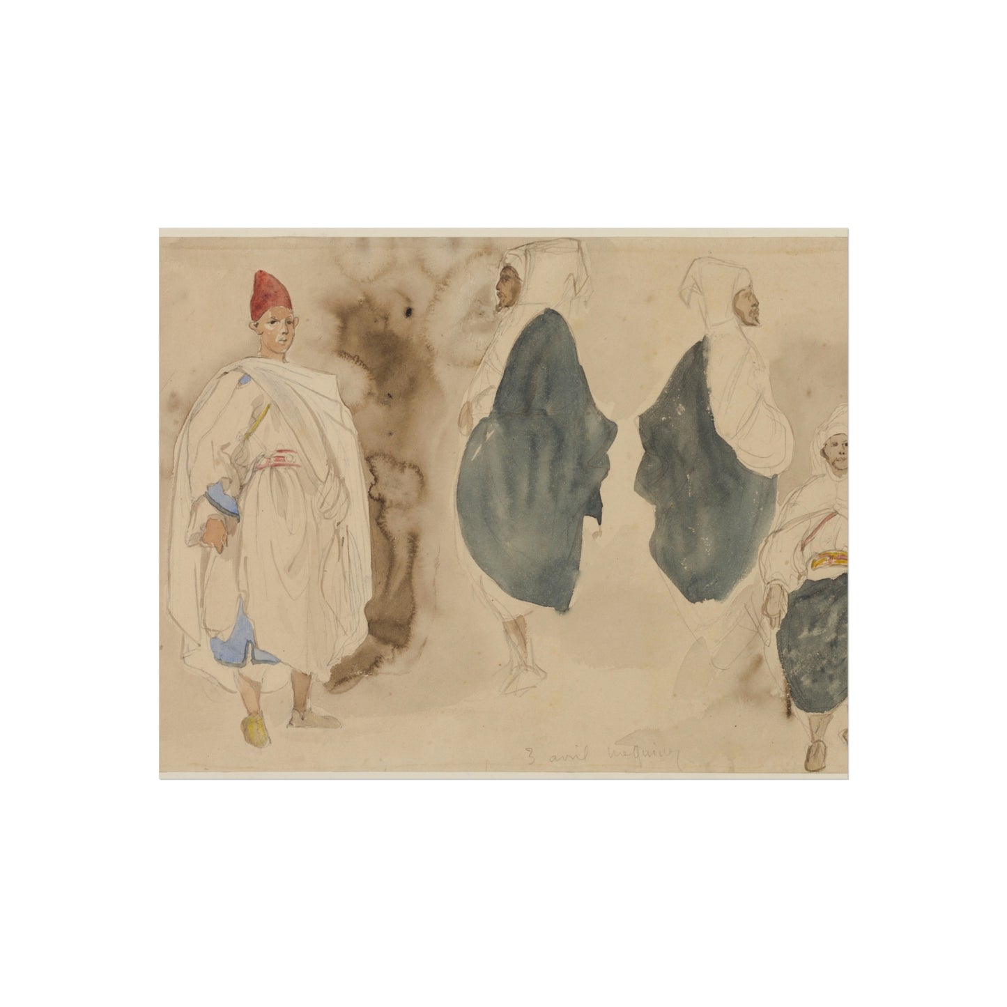 Eugène Delacroix - Four Sketches of Arab Men | Fine Art Poster