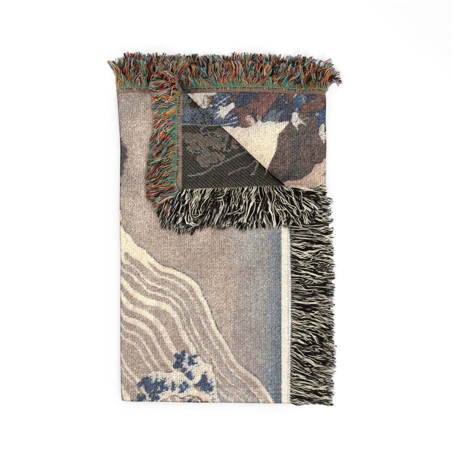 Poem by Minamoto no Muneyuki from the series One Hundred Poems by One Hundred Poets Explained by the Nurse Woven Throw Blanket