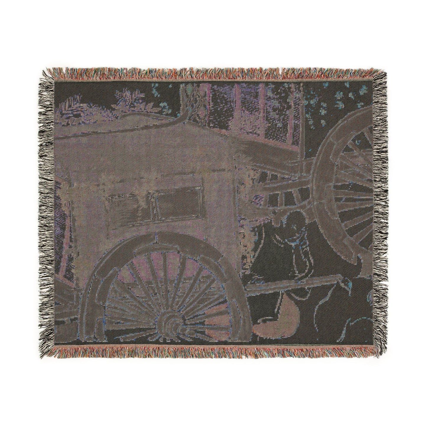 Flowers of a Hundred Worlds (Momoyogusa): Flower-draped Carts Woven Throw Blanket