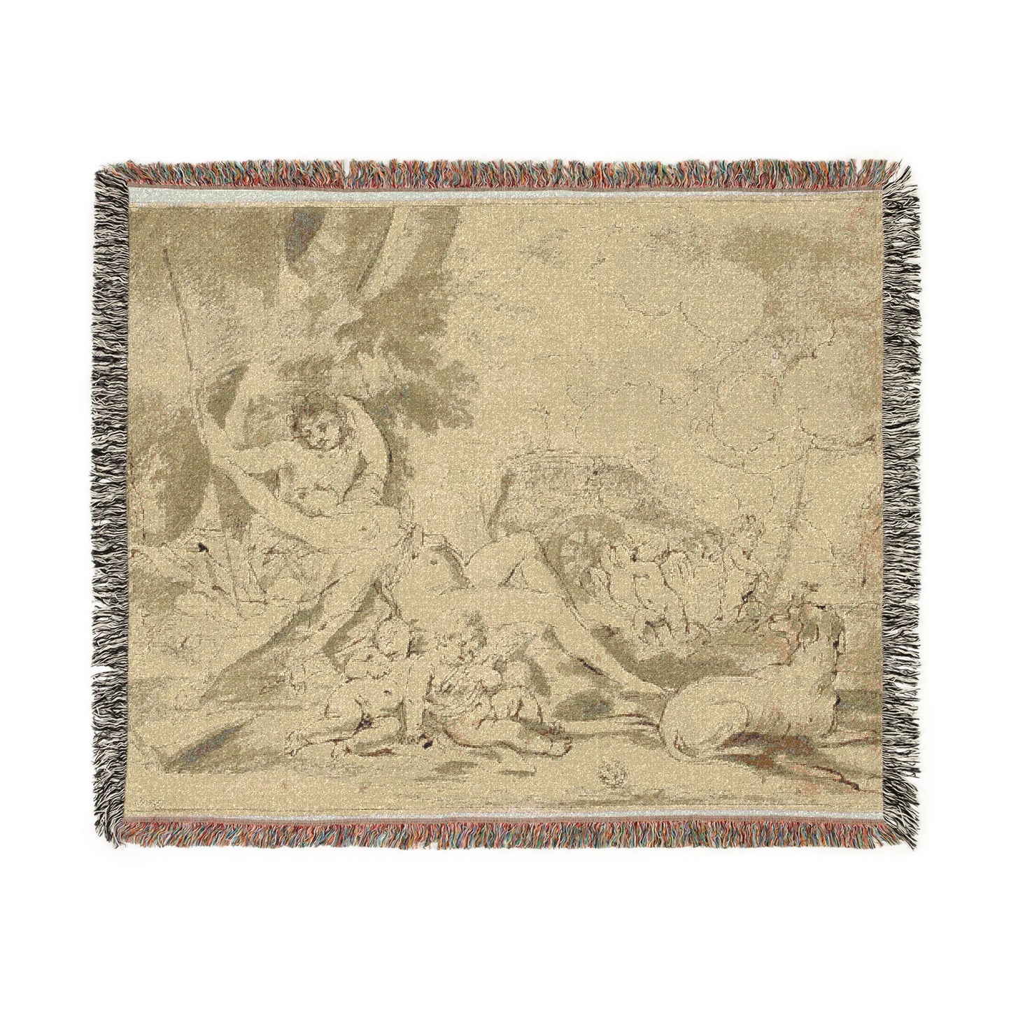 Nicolas Poussin - Figures, Chariot and Dog | Woven Tapestry Blanket