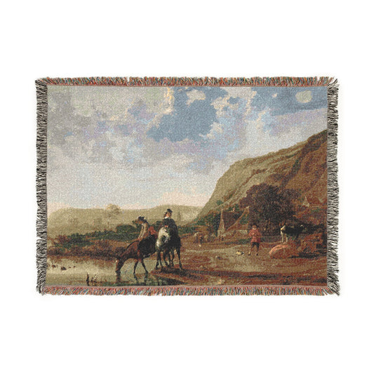 River Landscape with Horsemen — Cuyp Tapestry Blanket