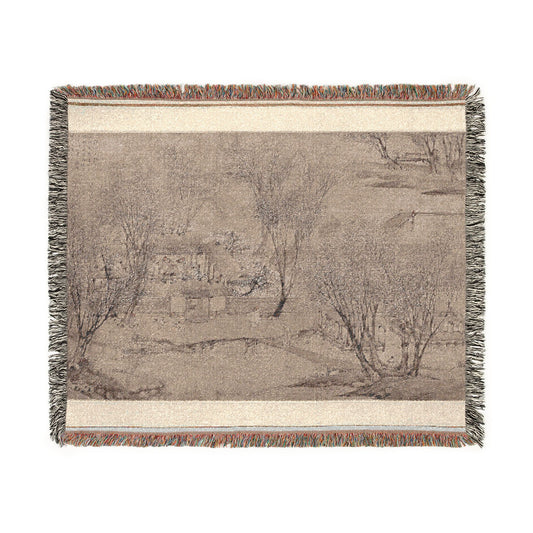 New Year's Day in a Village at Stone Lake Tapestry Blanket