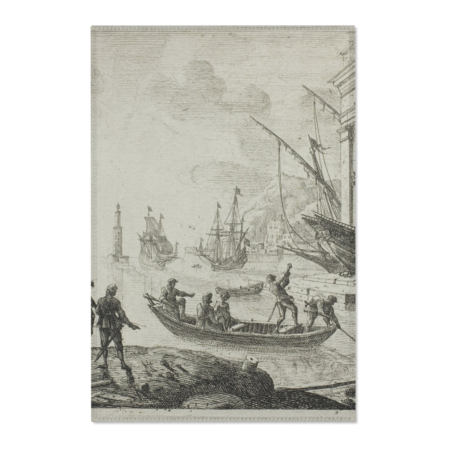 Claude Lorrain - Harbor Scene with a Lighthouse | Area Rug