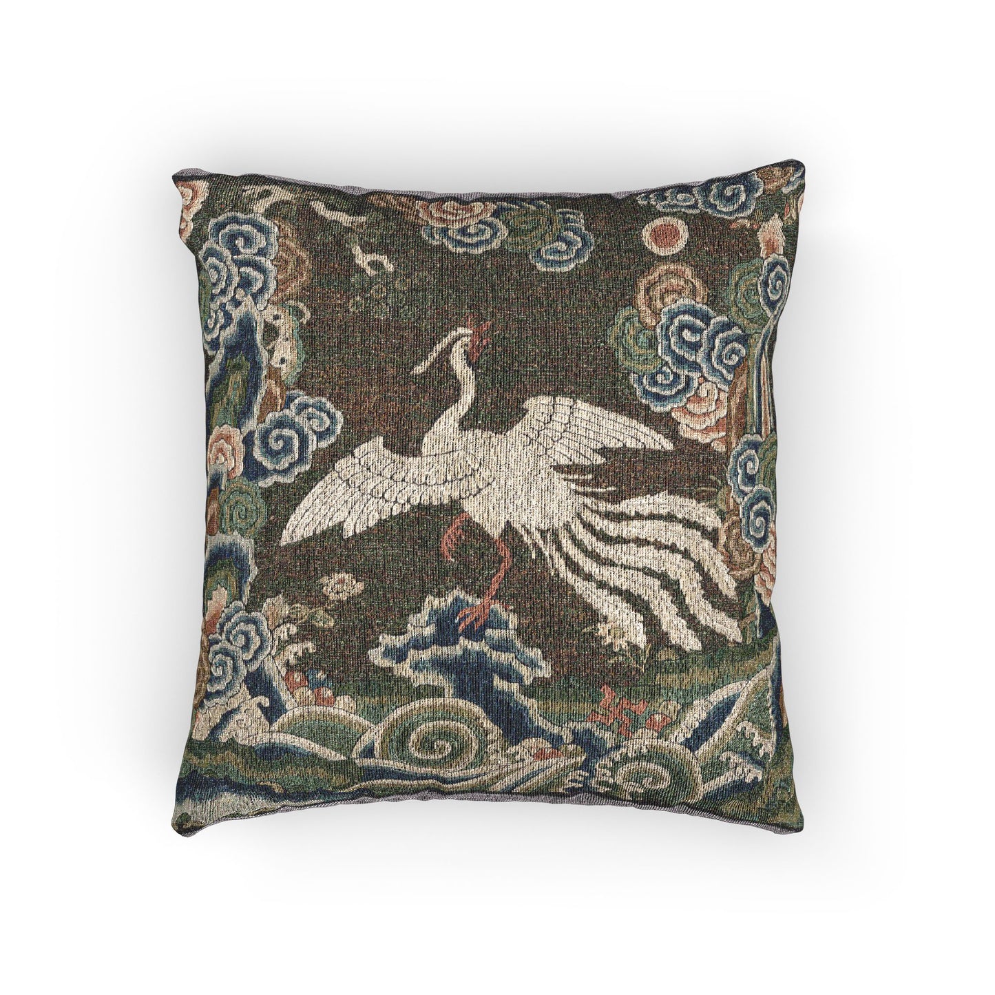 151_rank-badge-with-silver-pheasant | Woven Pillow