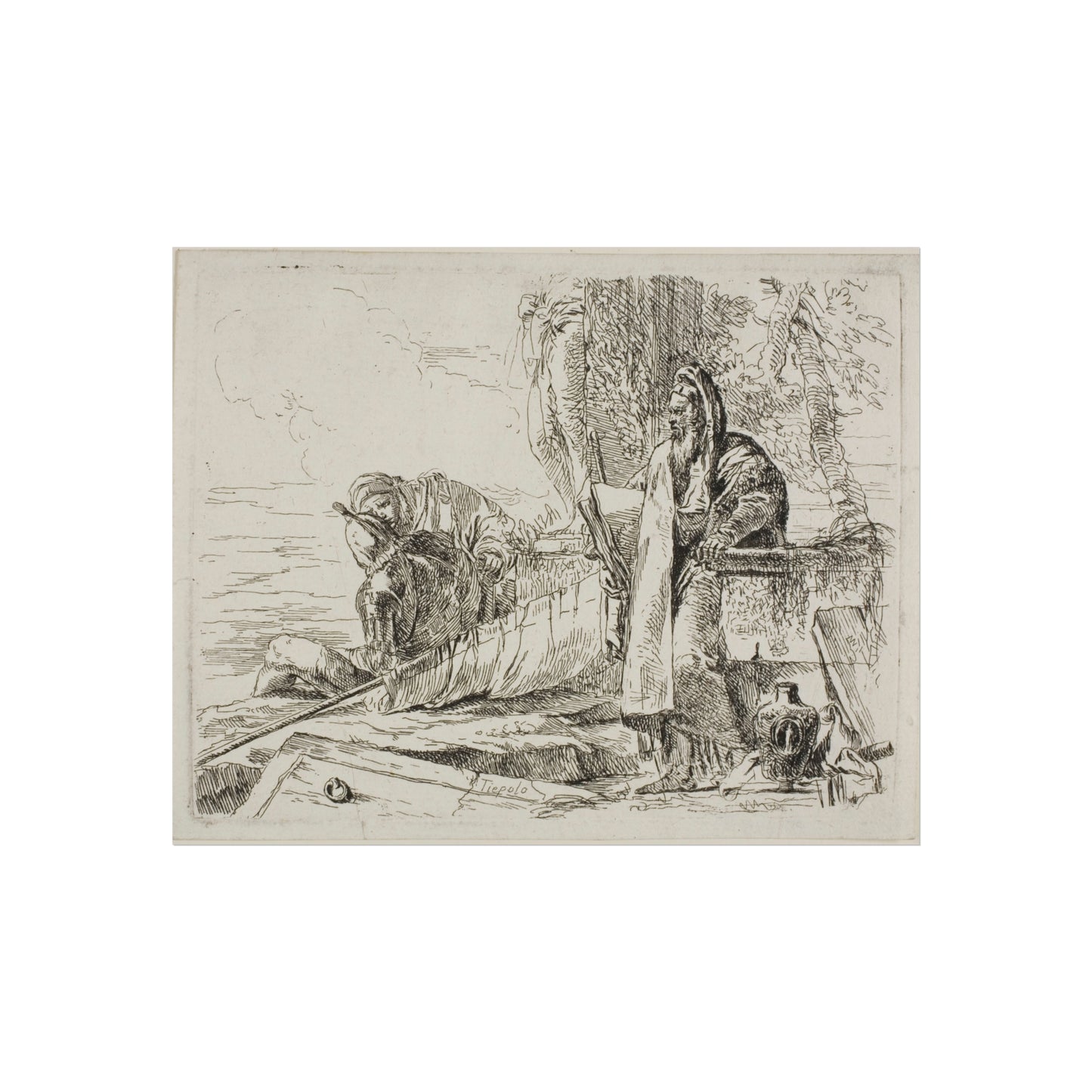 Giovanni Battista Tiepolo - Standing Philosopher and Two Other Figures, from Capricci | Fine Art Poster