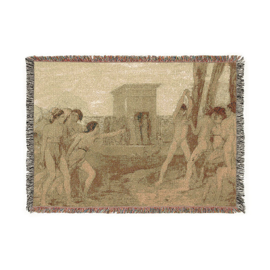 Young Spartan Girls Challenging Boys — Degas Tapestry Blanket
