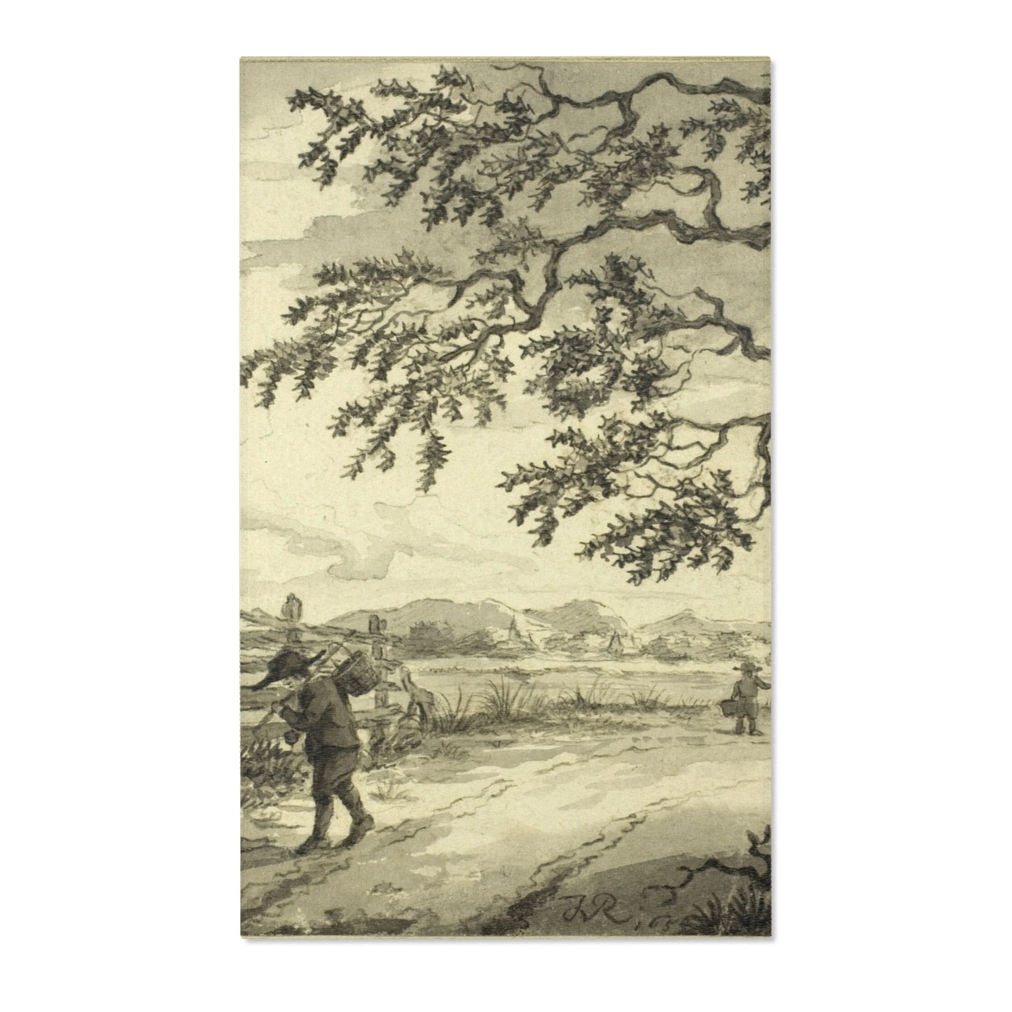 Style of Jacob van Ruisdael - Figures with Baskets on Road | Area Rug