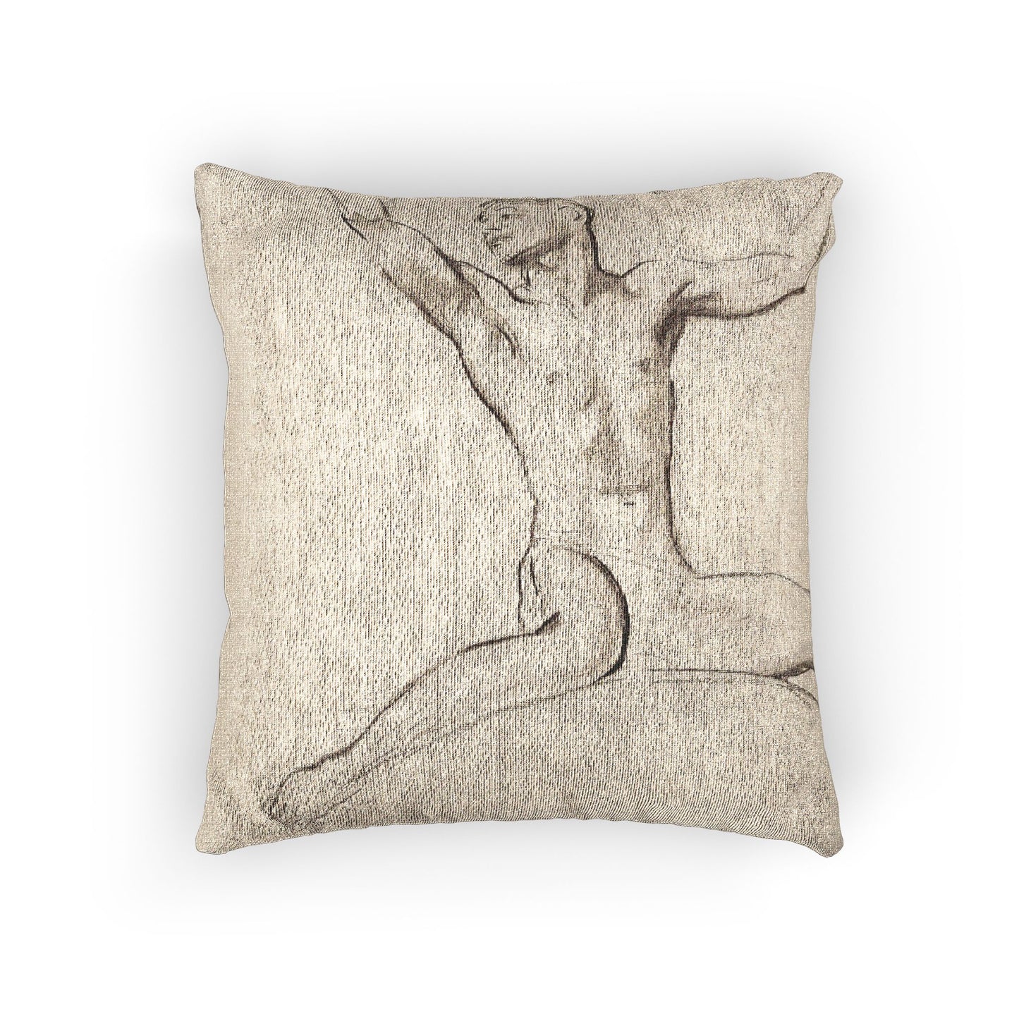 John Singer Sargent - Seated Male Nude, Arms Uplifted | Woven Pillow