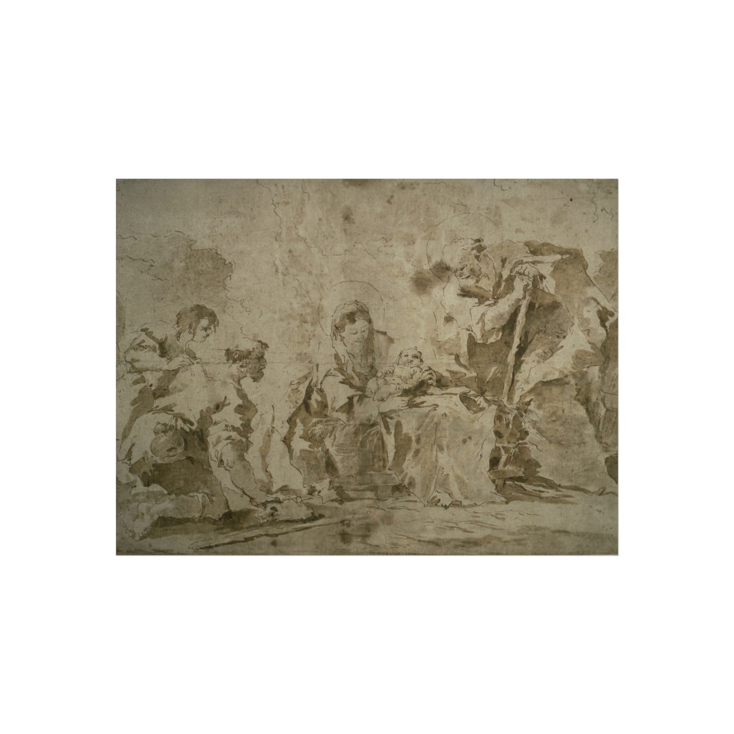 Francesco Guardi - Adoration of the Shepherds (recto); Three Sketches Buildings by Canal with Boats, Landscape with Buld | Fine Art Poster
