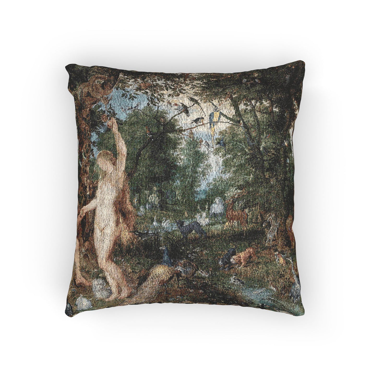 Jan Brueghel de Oude en Peter Paul Rubens - Het aards paradijs met de zondeval van Adam en Eva | Woven Pillow