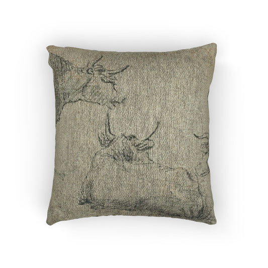 Three Sketches of Cows — Aelbert Cuyp Woven Pillow