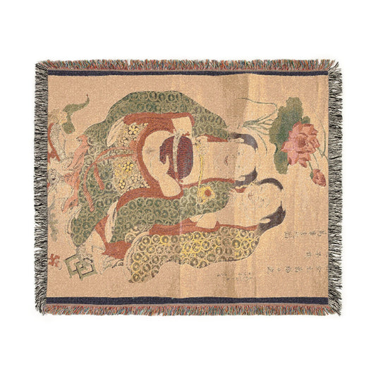 The Two Immortals of Harmony and Unity Woven Throw Blanket