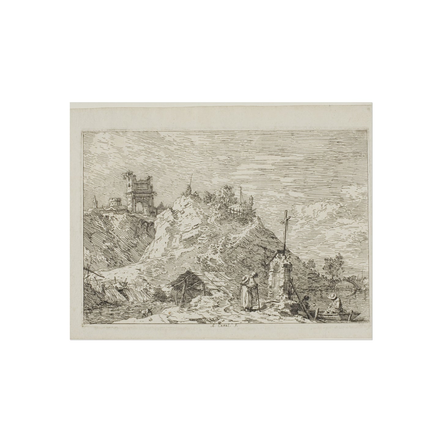 Canaletto - Landscape with the Pilgrim at Prayer, from Vedute | Fine Art Poster