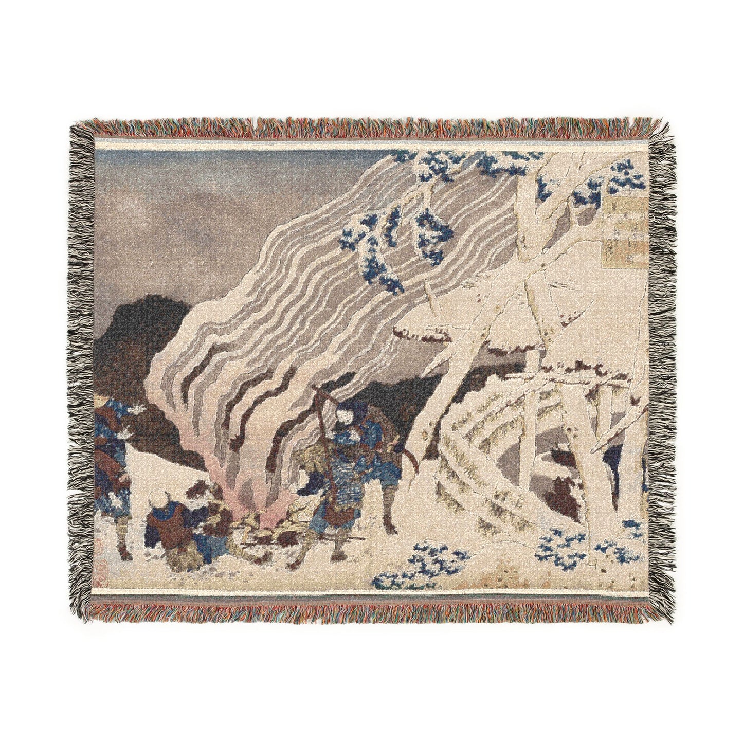 Poem by Minamoto no Muneyuki from the series One Hundred Poems by One Hundred Poets Explained by the Nurse Woven Throw Blanket