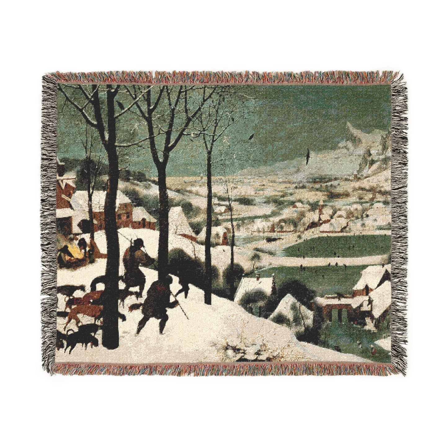 Pieter Bruegel the Elder - Hunters in the Snow (Winter) - Google Art Project | Woven Tapestry Blanket