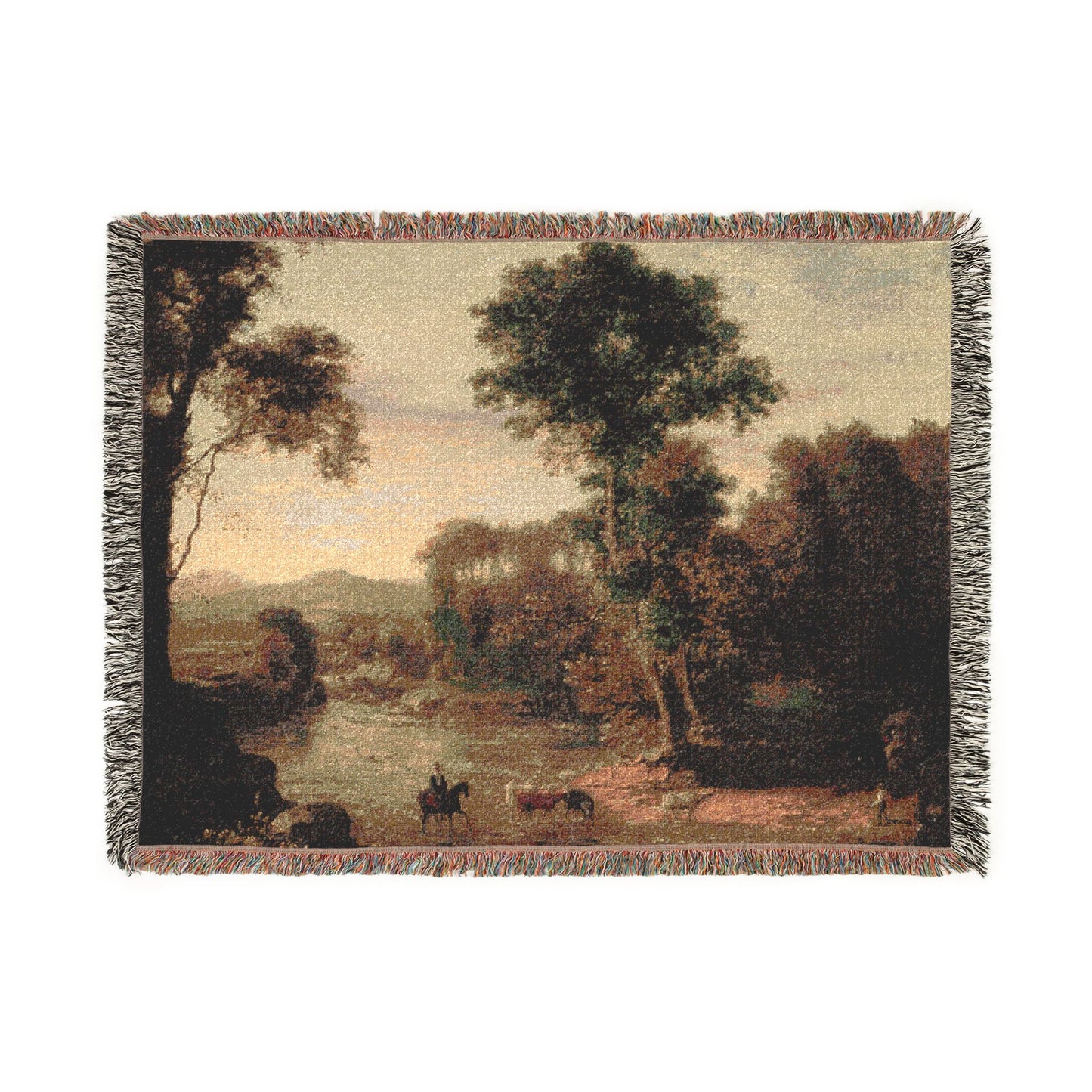 George Inness - Crossing the Ford | Woven Tapestry Blanket