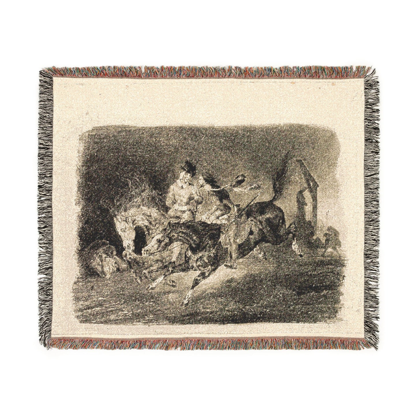 Eugène Delacroix - Faust and Mephistopheles Galloping Through the Night of the Witches' Sabbath | Tapestry Blanket