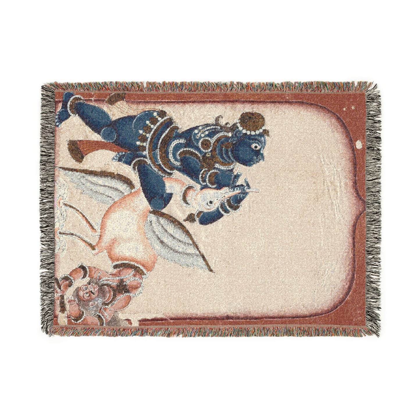 Krishna Vanquishing the Crane-Demon Bakasura Woven Throw Blanket