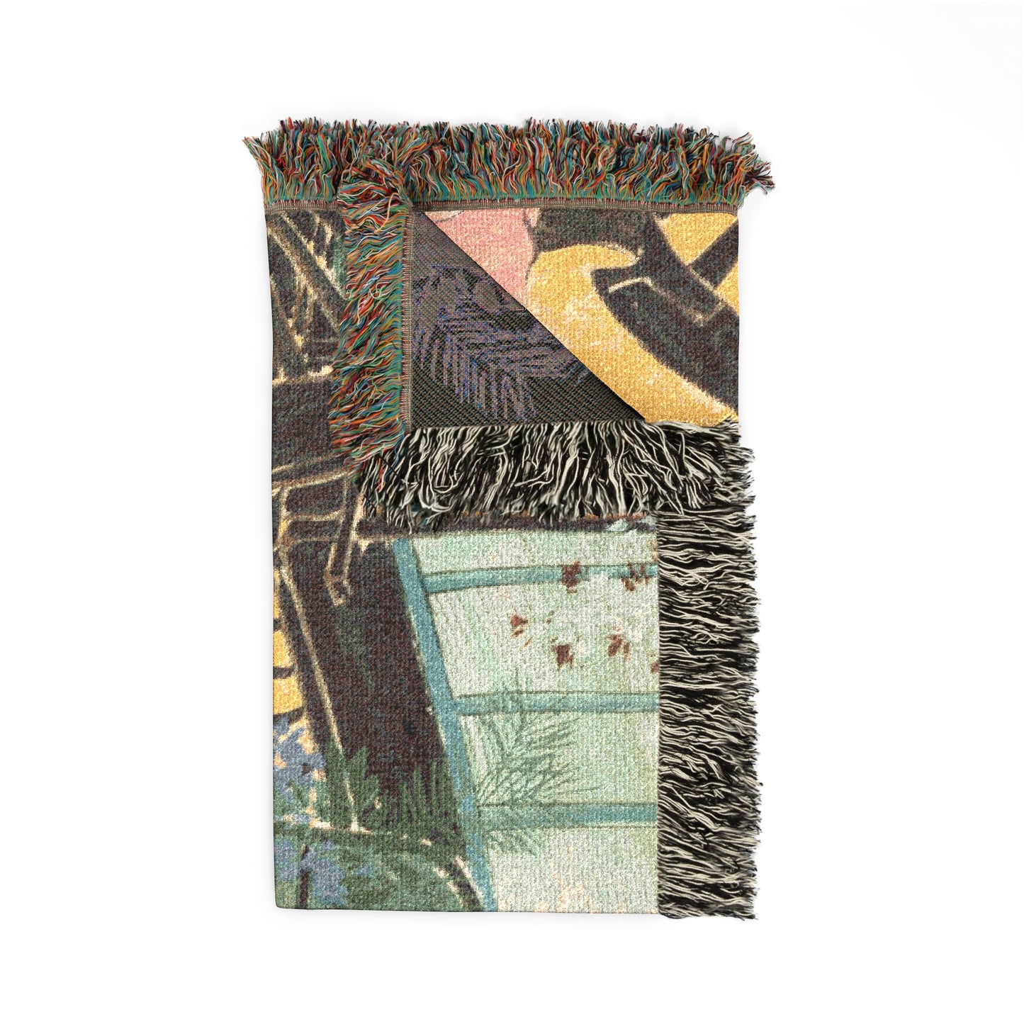 Flowers of a Hundred Worlds (Momoyogusa): Flower-draped Carts Woven Throw Blanket
