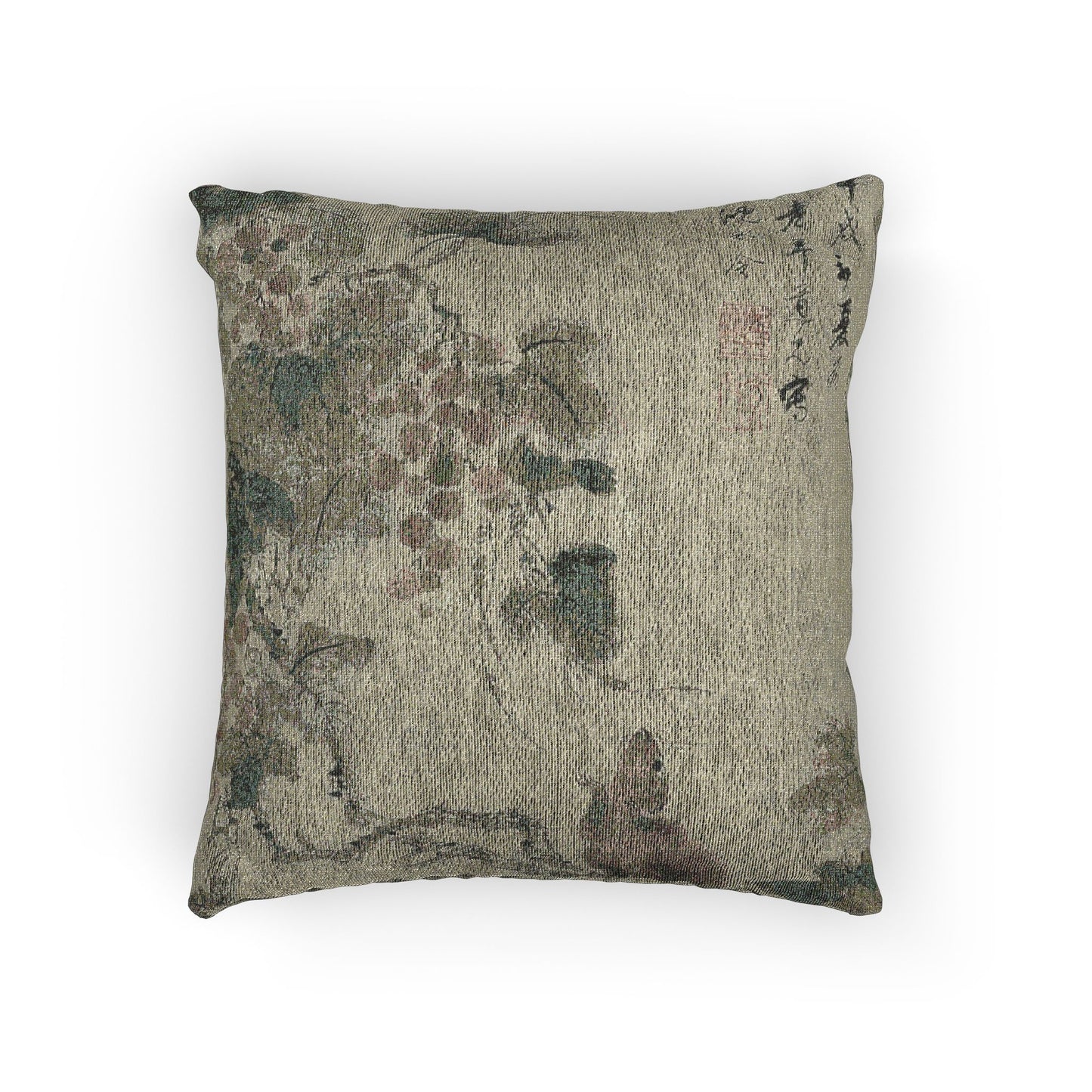 Squirrel and Grapes Woven Pillow