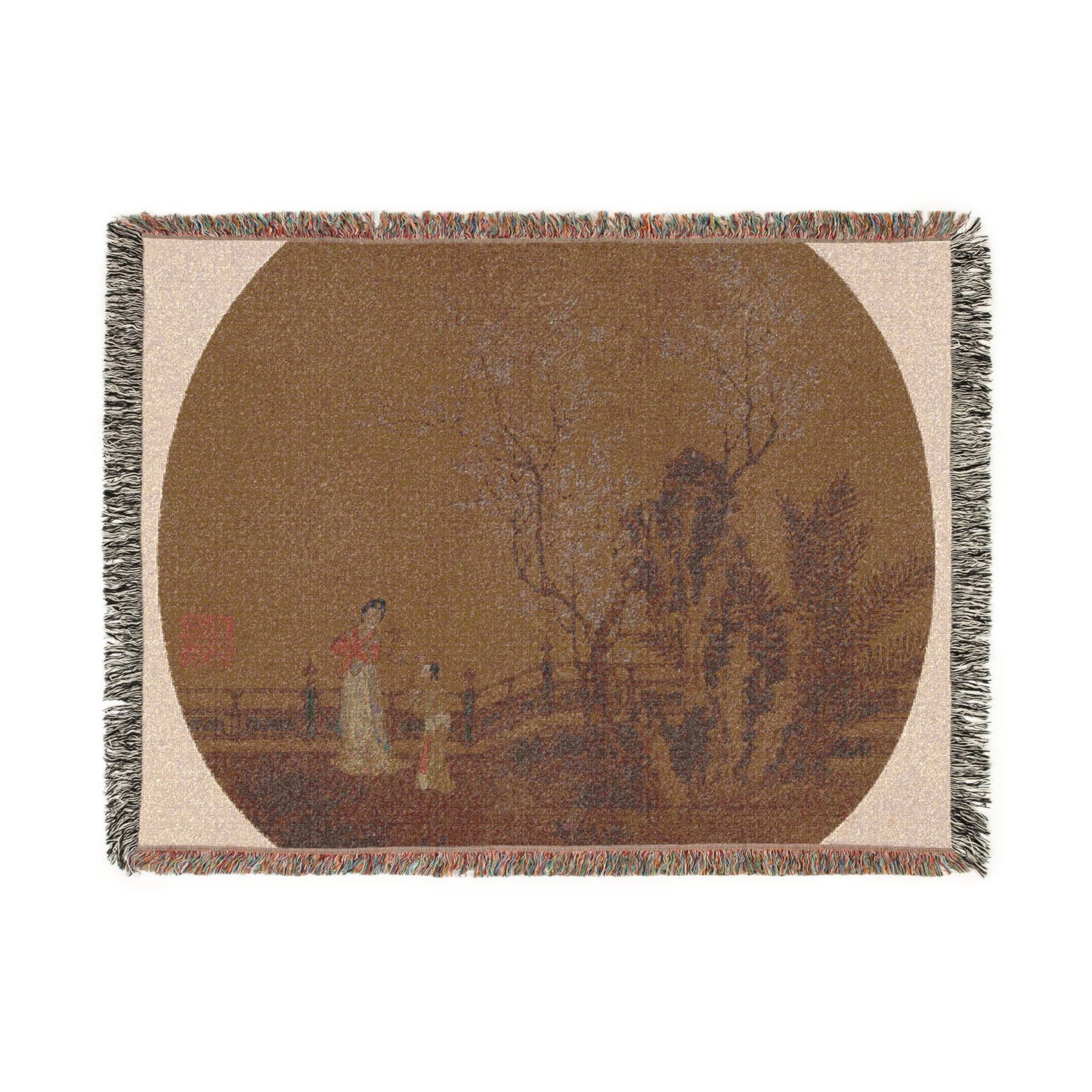 031_woman-with-female-servant-in-a-palace-garden | Woven Tapestry Blanket