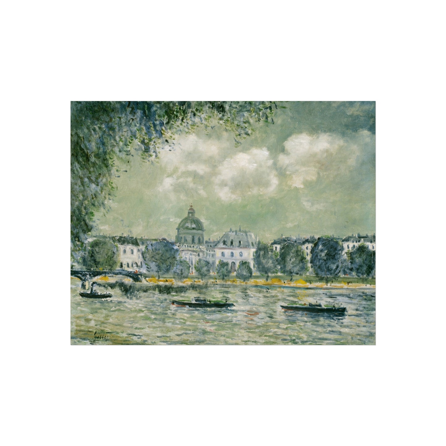 Alfred Sisley - Landscape along the Seine with the Institut de France and the Pont des Arts | Fine Art Poster