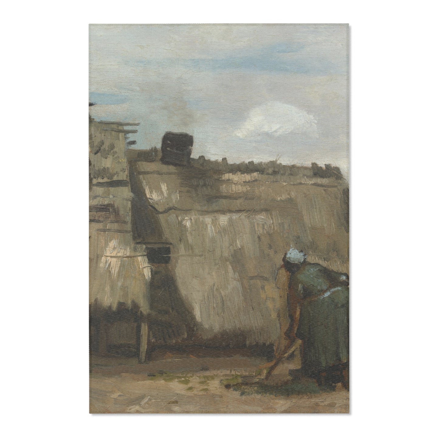 Vincent van Gogh - A Peasant Woman Digging in Front of Her Cottage | Area Rug