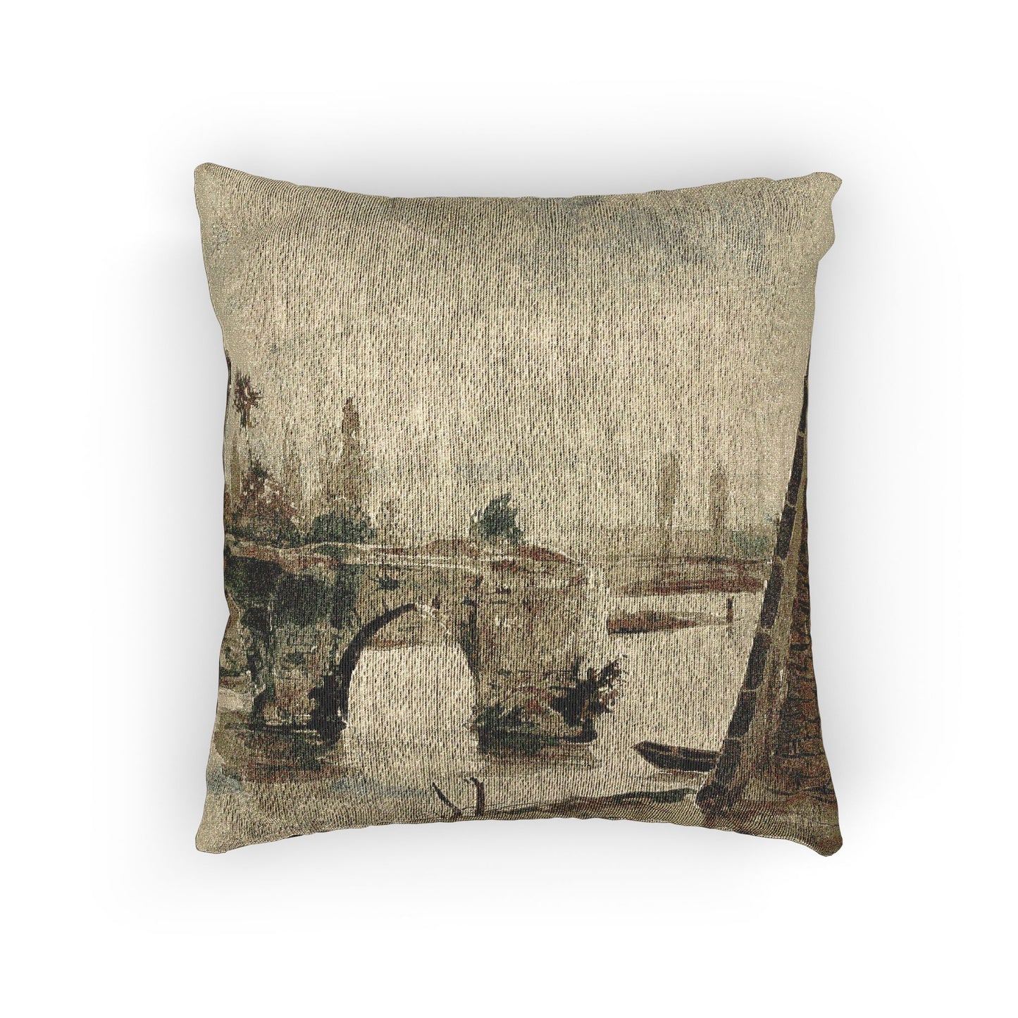Eugène Delacroix - The Old Bridge at Mantes | Woven Pillow