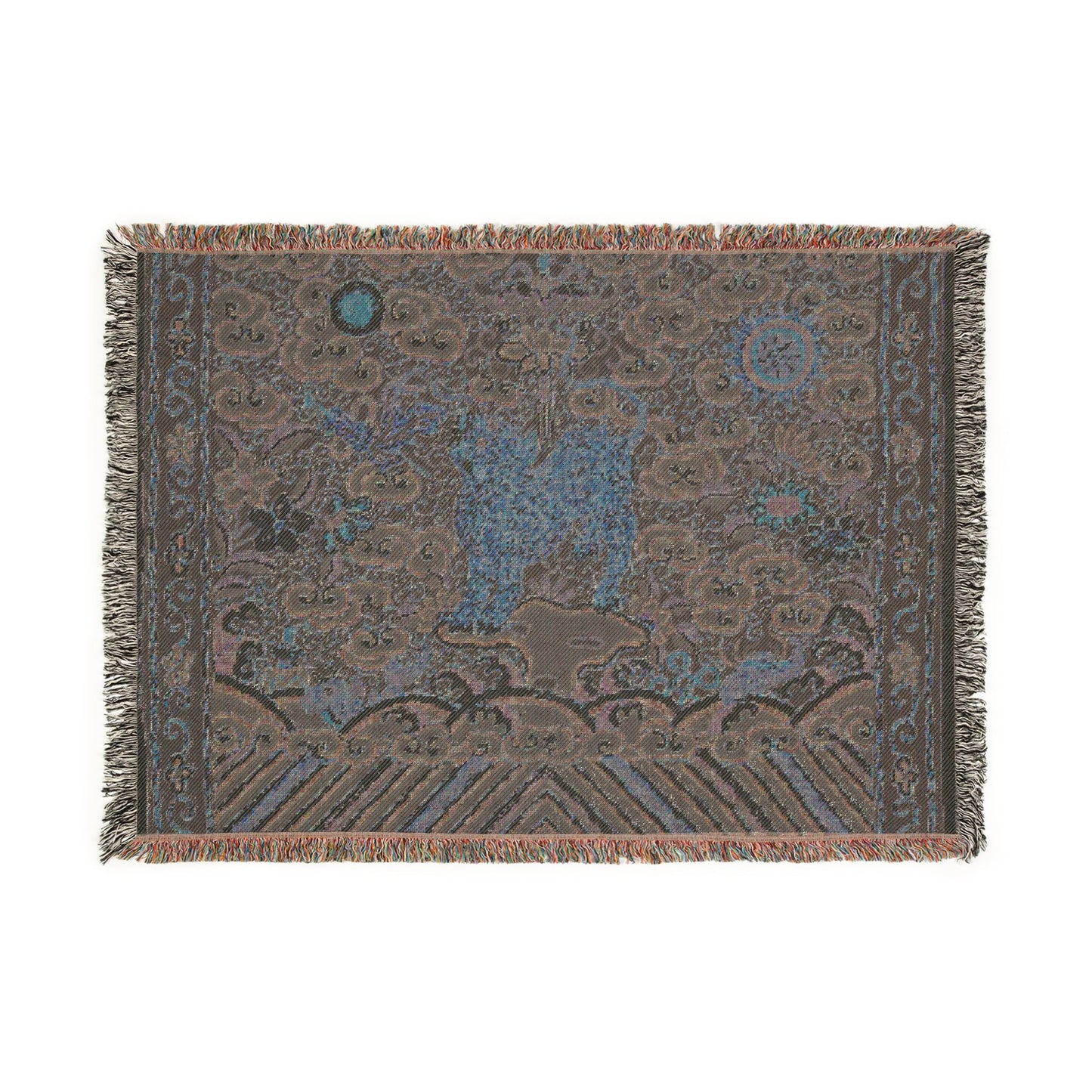 143_rank-badge-with-tiger | Woven Tapestry Blanket