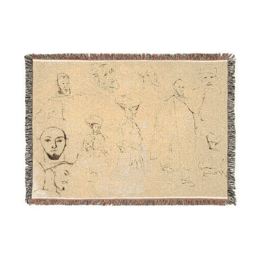 Sketches of Algerian Men — Delacroix Tapestry Blanket