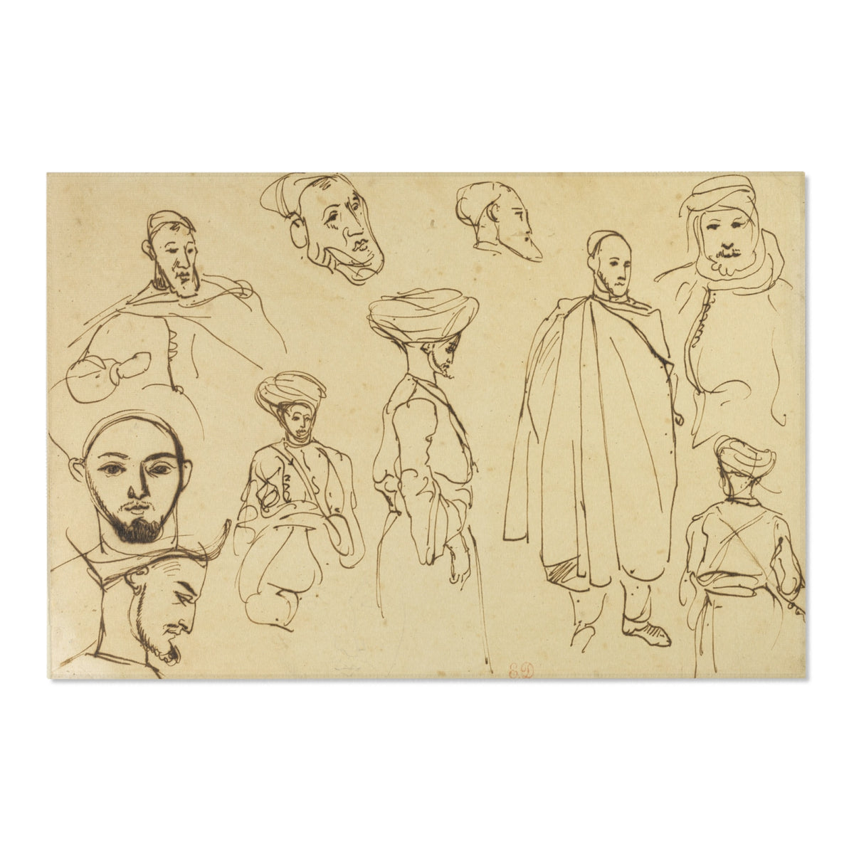 Sketches of Algerian Men — Delacroix Area Rug