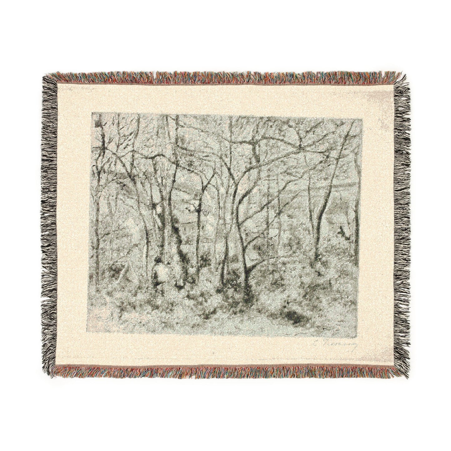 Camille Pissarro - Woodlands at the Hermitage | Woven Tapestry Blanket