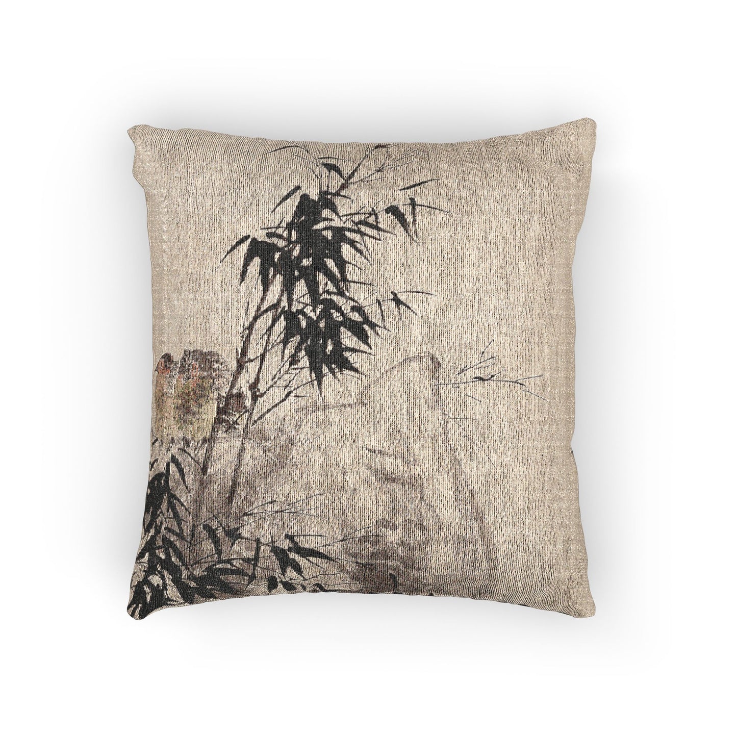Partridges and Bamboo Woven Pillow
