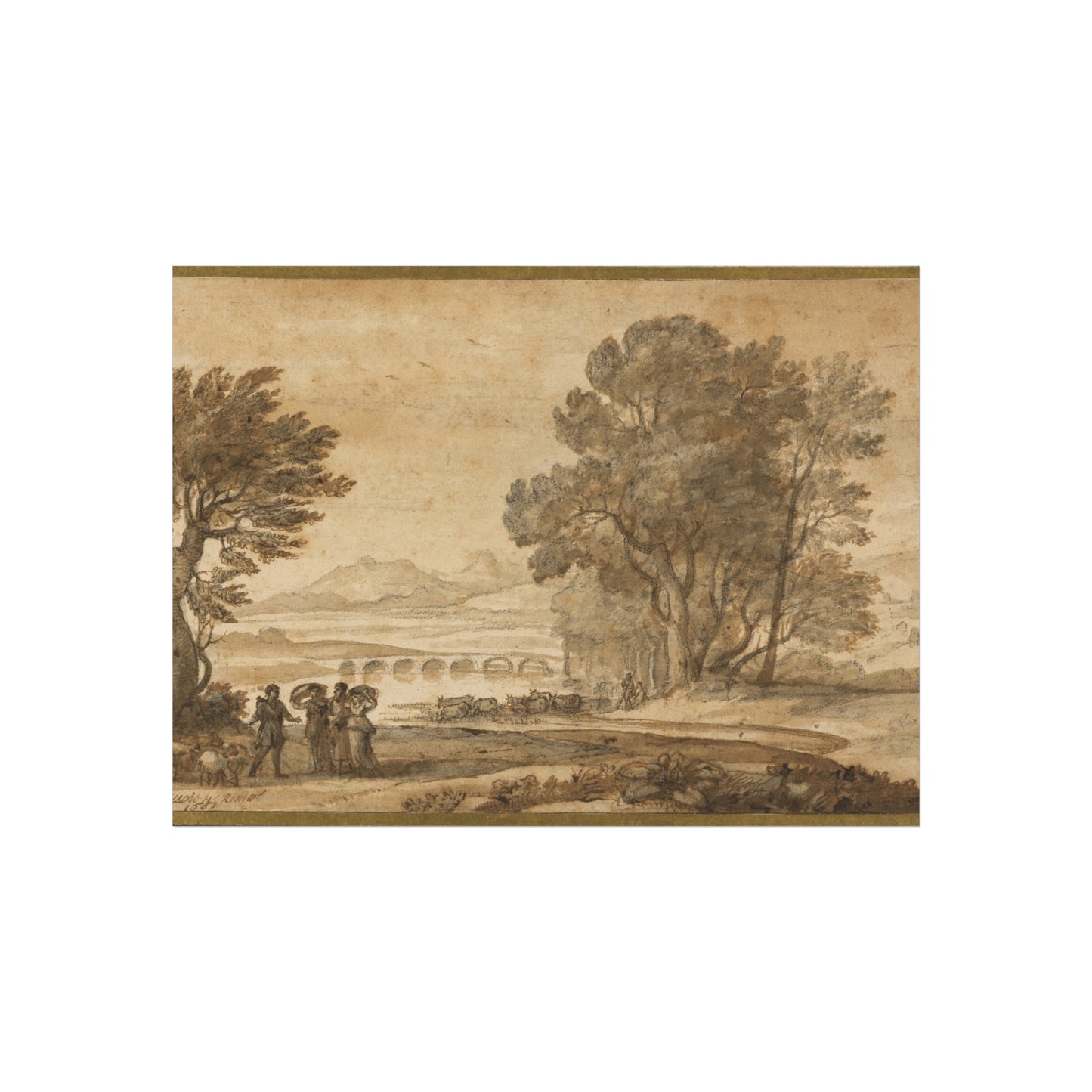 Claude Lorrain - A Wooded River Landscape with Jacob, Laban, and His Daughters | Fine Art Poster