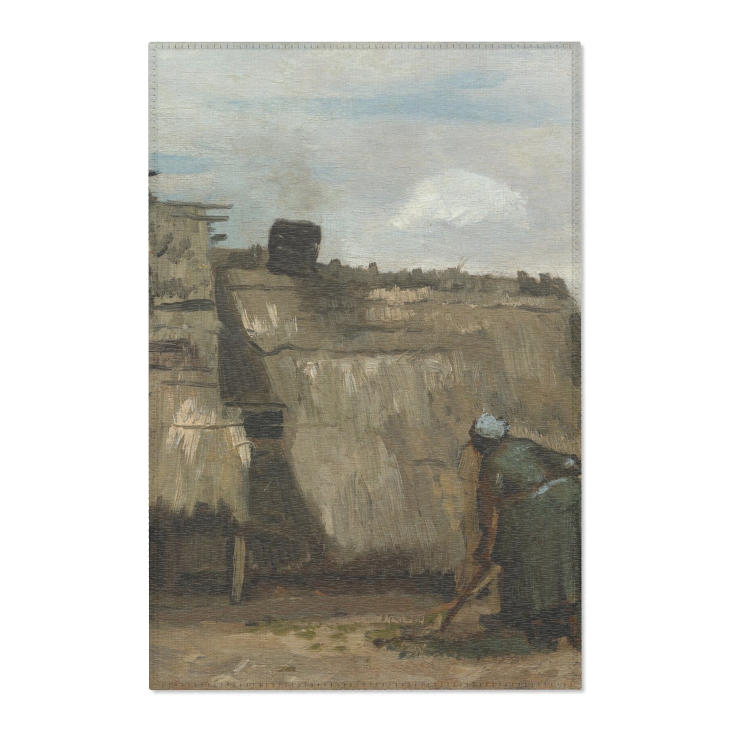 Vincent van Gogh - A Peasant Woman Digging in Front of Her Cottage | Area Rug