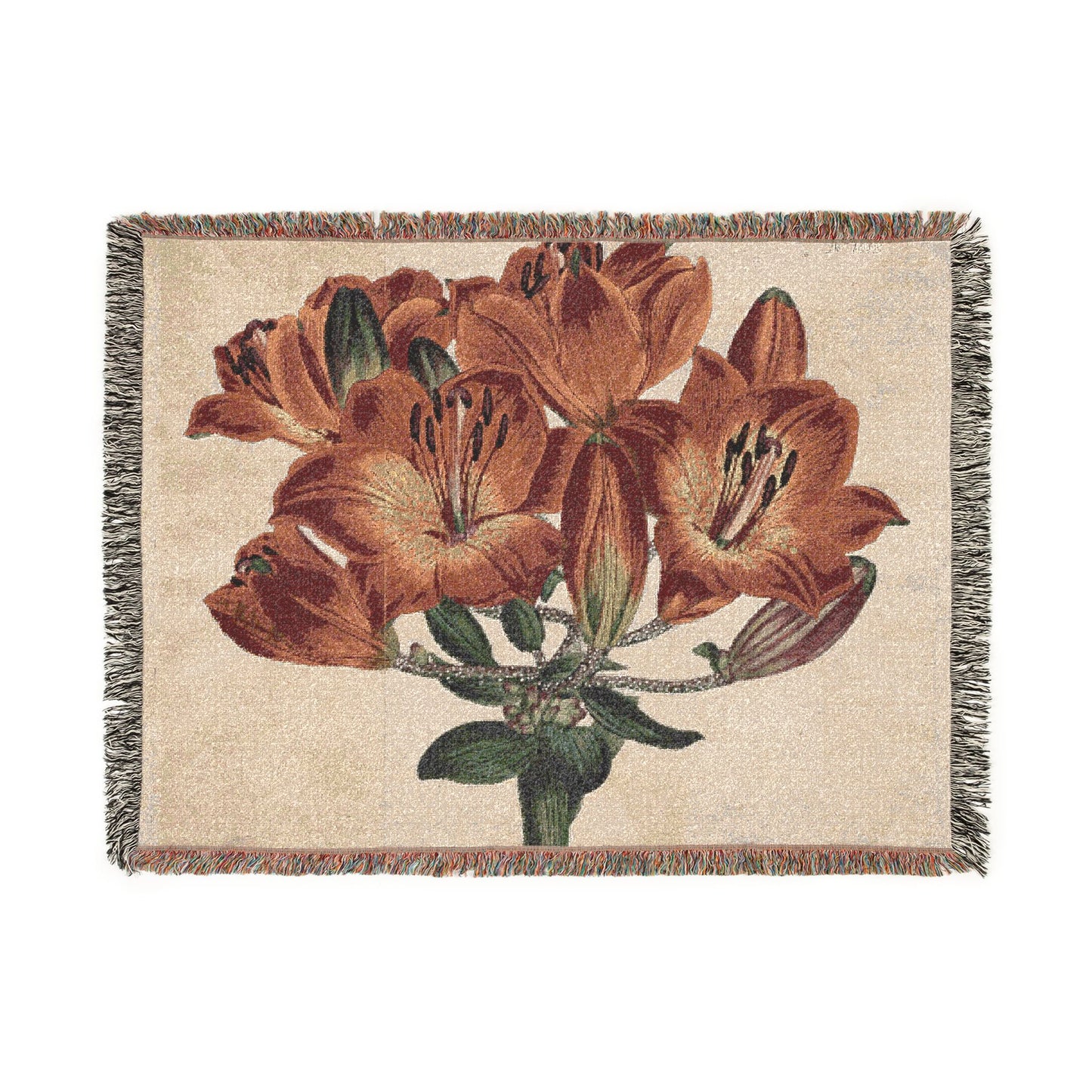 The Botanical Magazine or Flower Garden Displayed: Umbel-Flowering Bulb-Bearing Orange-Lily Woven Throw Blanket