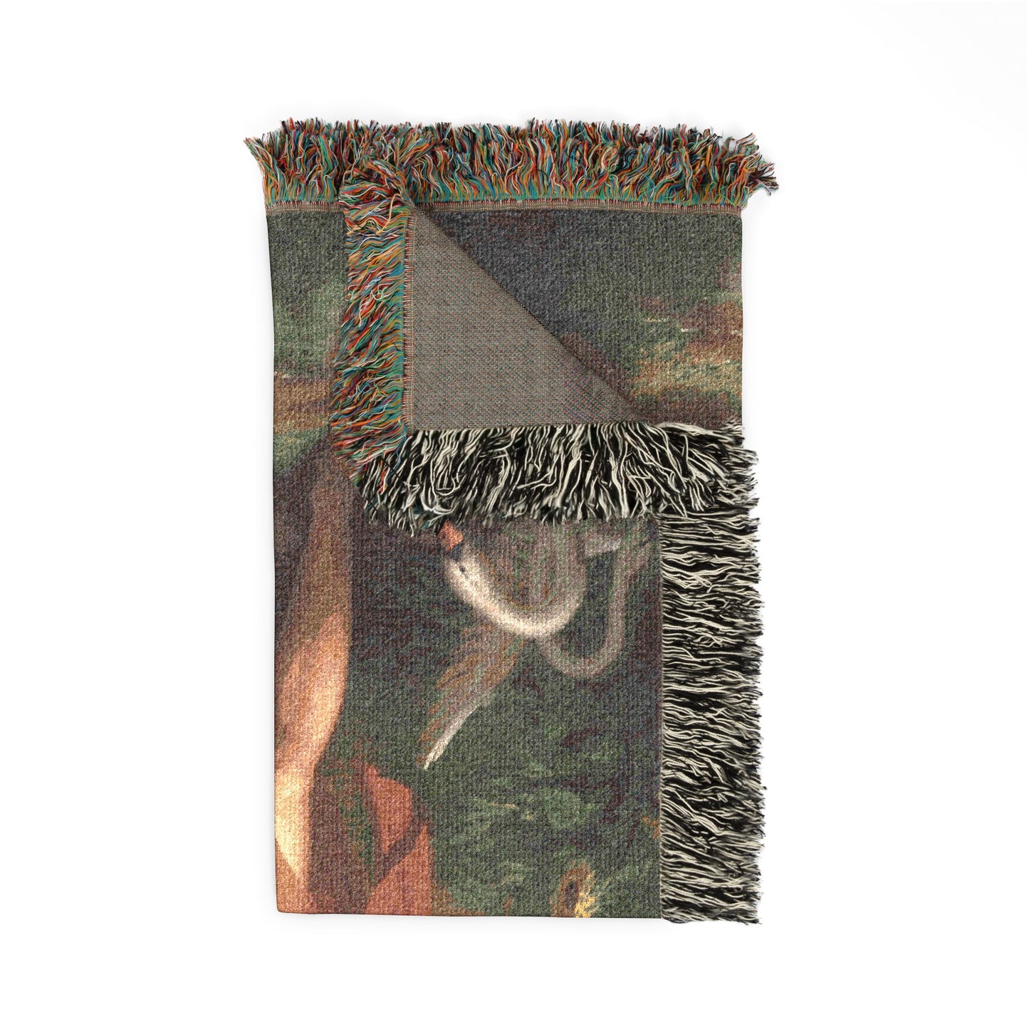 Apollo, God of Light, Eloquence, Poetry, and the Fine Arts with Urania, Muse of Astronomy Woven Throw Blanket